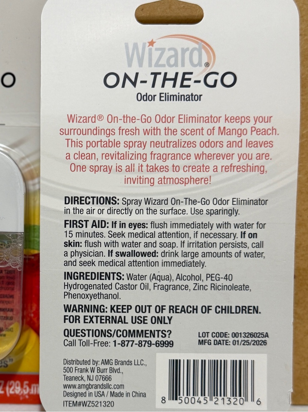 2- Wizard On-The-Go Odor Eliminator Spray Mango Peach - Picture 6 of 6